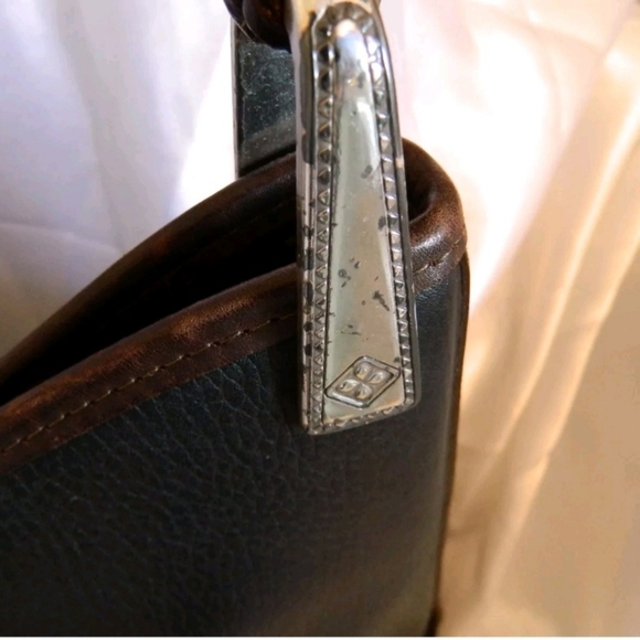 Brighton Black and Brown Leather Shoulder Bag with Silver Charm - Picture 5 of 11
